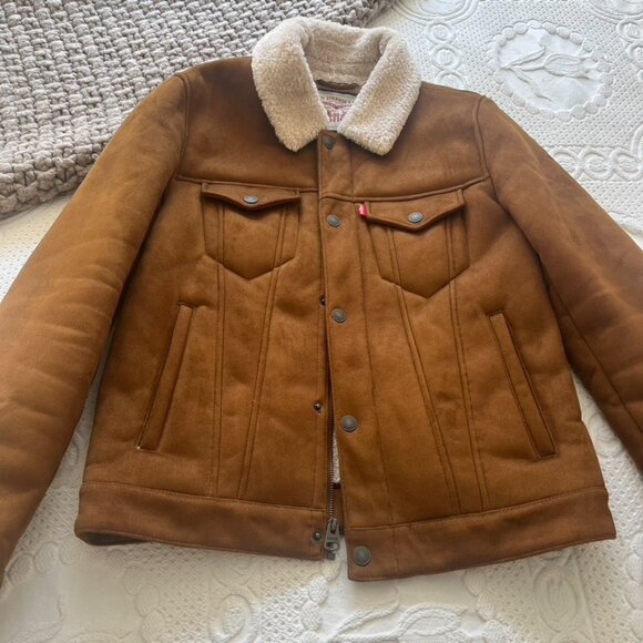 Levi's® Sherpa Sherpa Zip Front Trucker Jacket - Brown - Picture 6 of 10